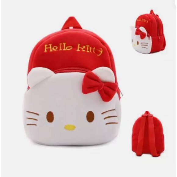 Hello Kitty Plush Backpack – Soft Embroidered Character Bag Adjustable Straps - Picture 2 of 5